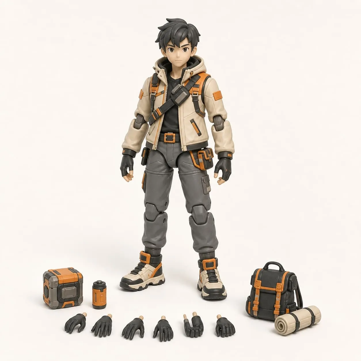 Custom articulated action figure manufacturing sample with accessories