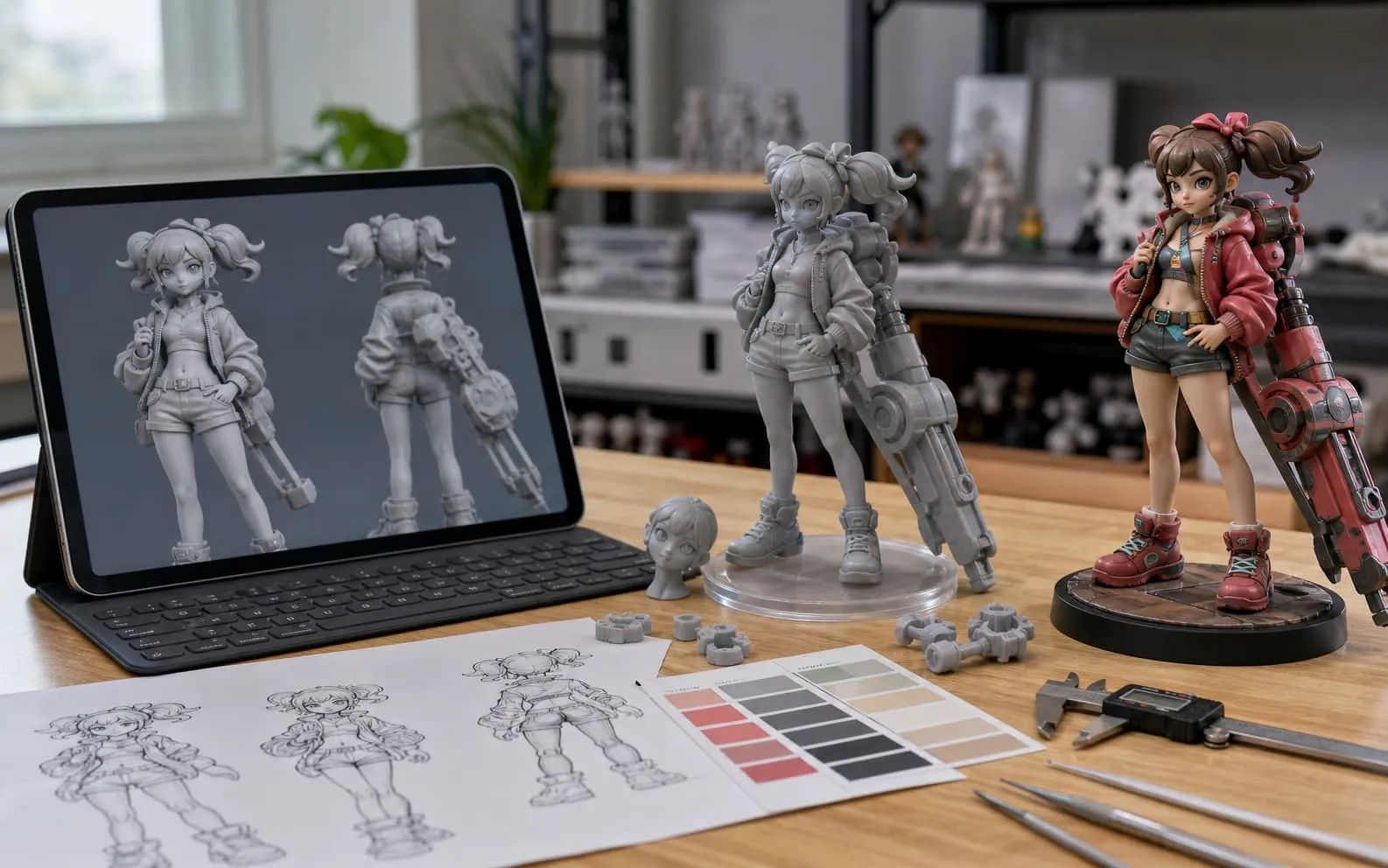 Custom game and animation figure prototype review from 3D model