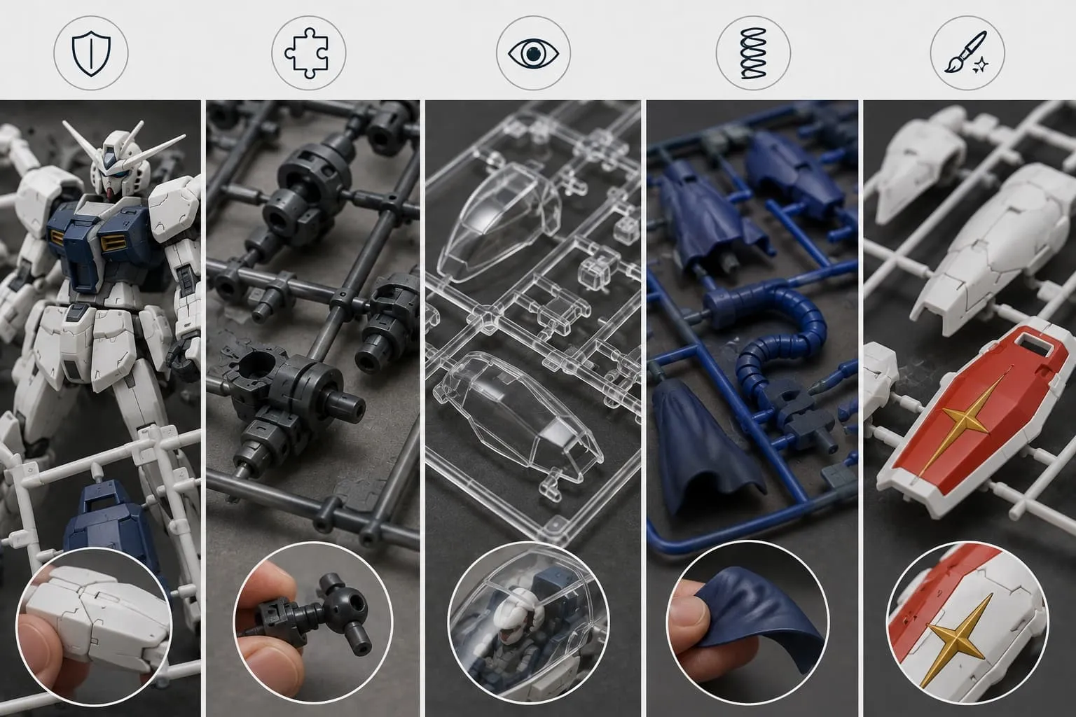 Choosing from five different material types for custom plastic model kits