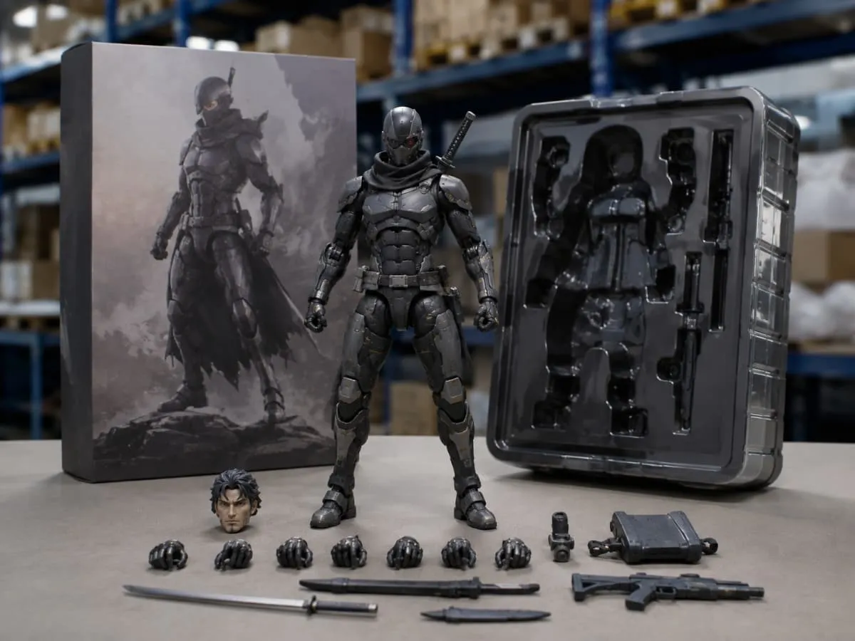 Custom Action Figures with specified joints interchangeable parts and accessories assembled and packed 1 1