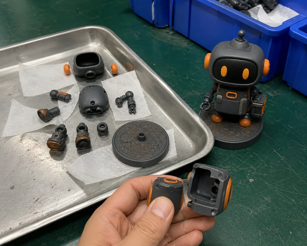 multi part pvc collectible components and assembled sample