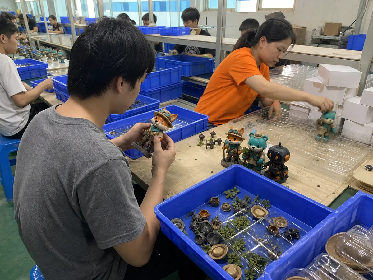 pvc figure assembly inspection and final pack out in china factory