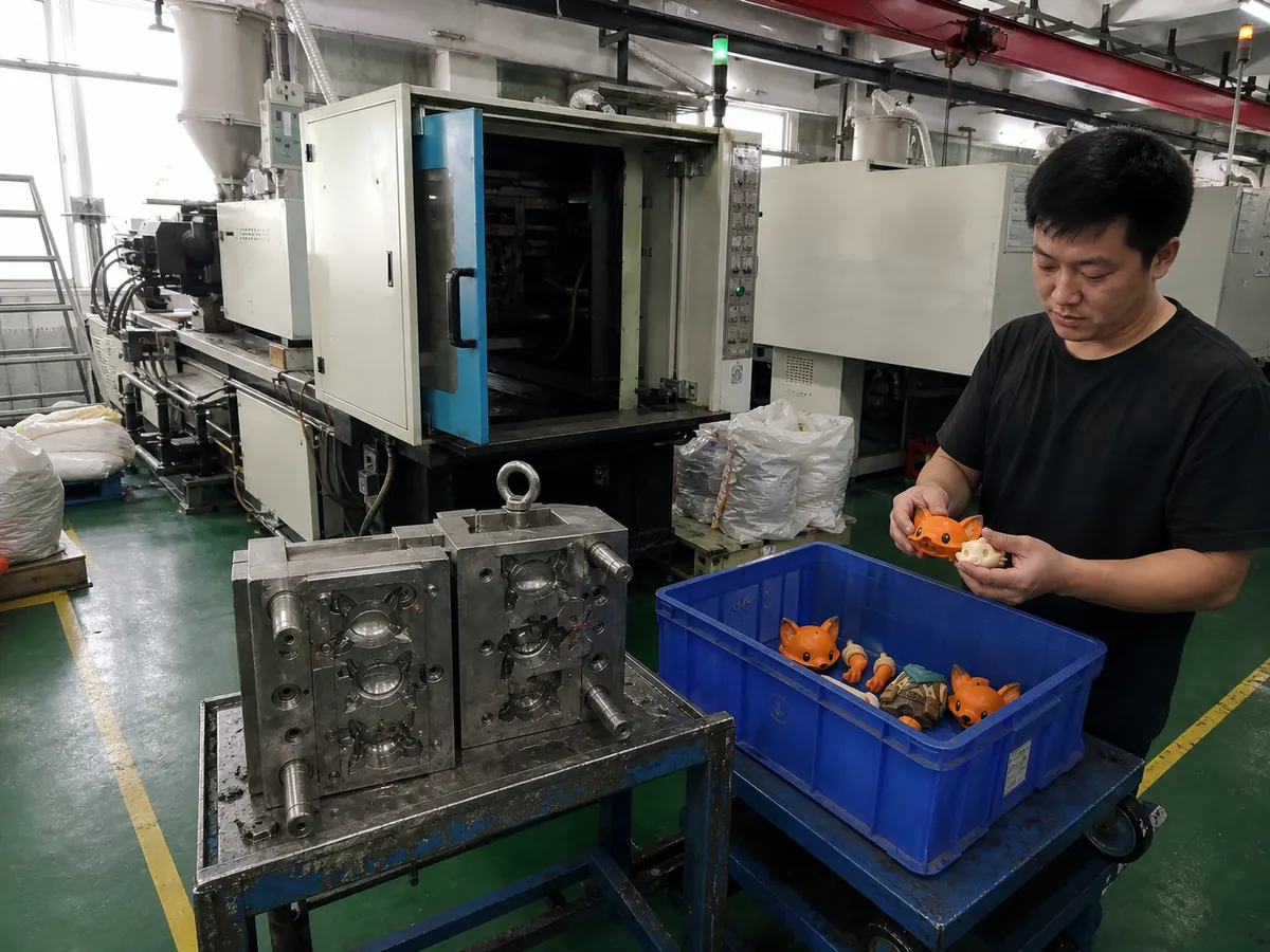 pvc figure part split and injection tooling review in china factory
