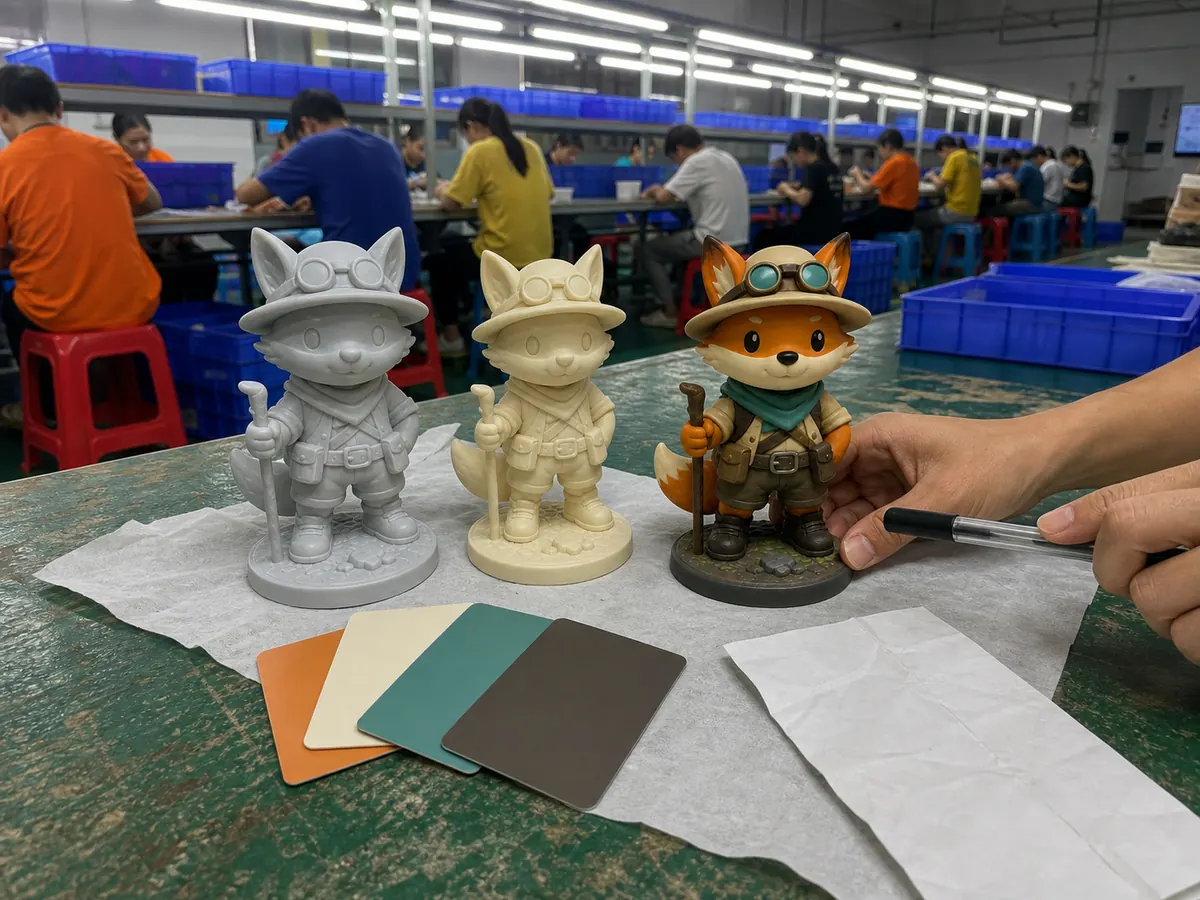 pvc figure prototypes and color reference approval review